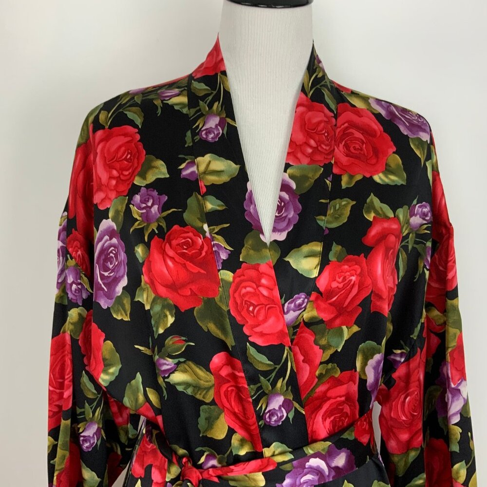 Vintage Victoria's Secret Gold Label 100% Silk Floral Robe Sz M/L - Picture 9 of 16